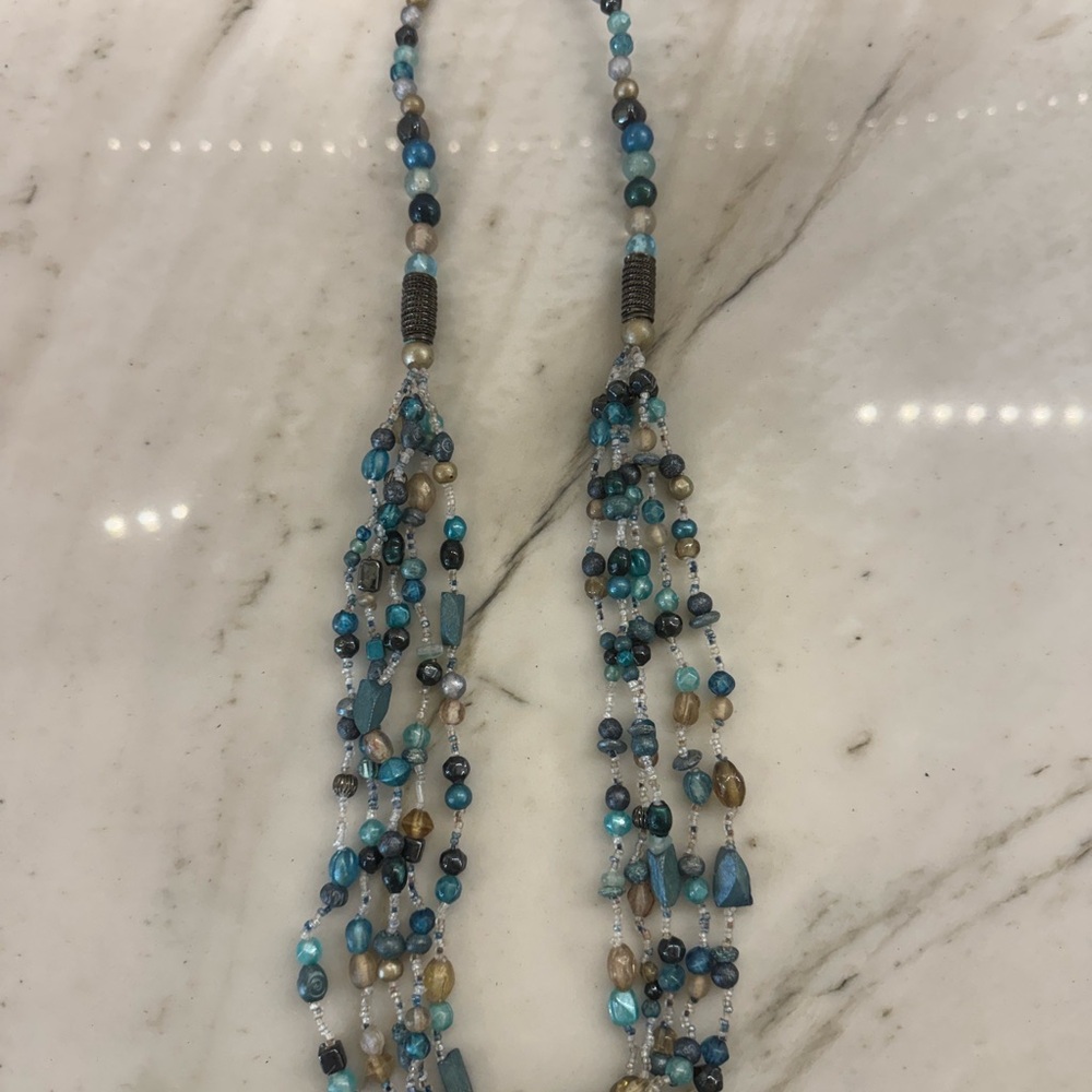 Multi-Strand Blue Beaded Necklace - Women Jewelry